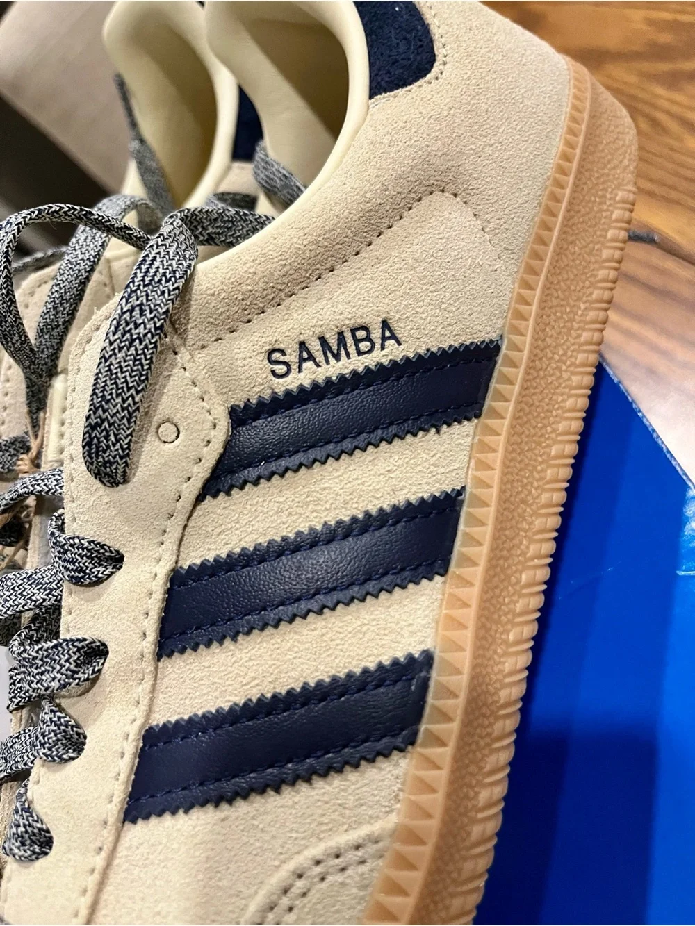 Adidas Samba OG Men Sneakers in Cream and Navy Blue
